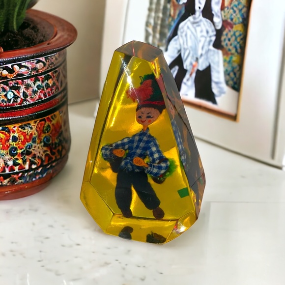 SOLD! Vintage Lucite Acrylic Portugal Doll Paper Weight 5in tall - Picture 4 of 13